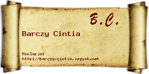 Barczy Cintia névjegykártya